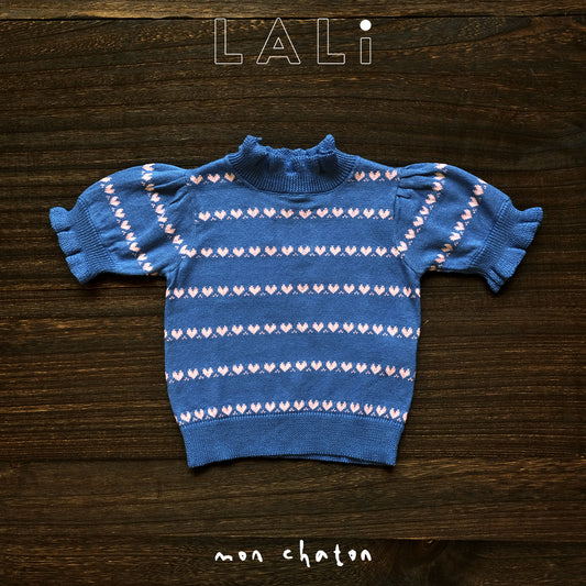 ◎LALI◎ Ines Sweater, Pink and Blue Hearts