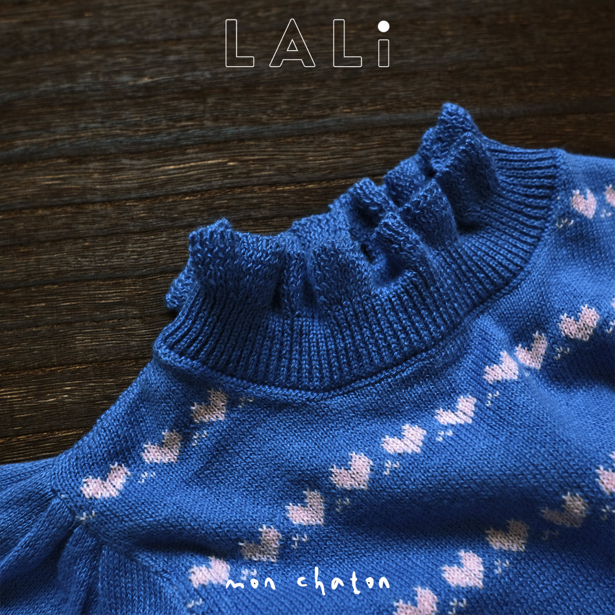 ◎LALI◎ Ines Sweater, Pink and Blue Hearts